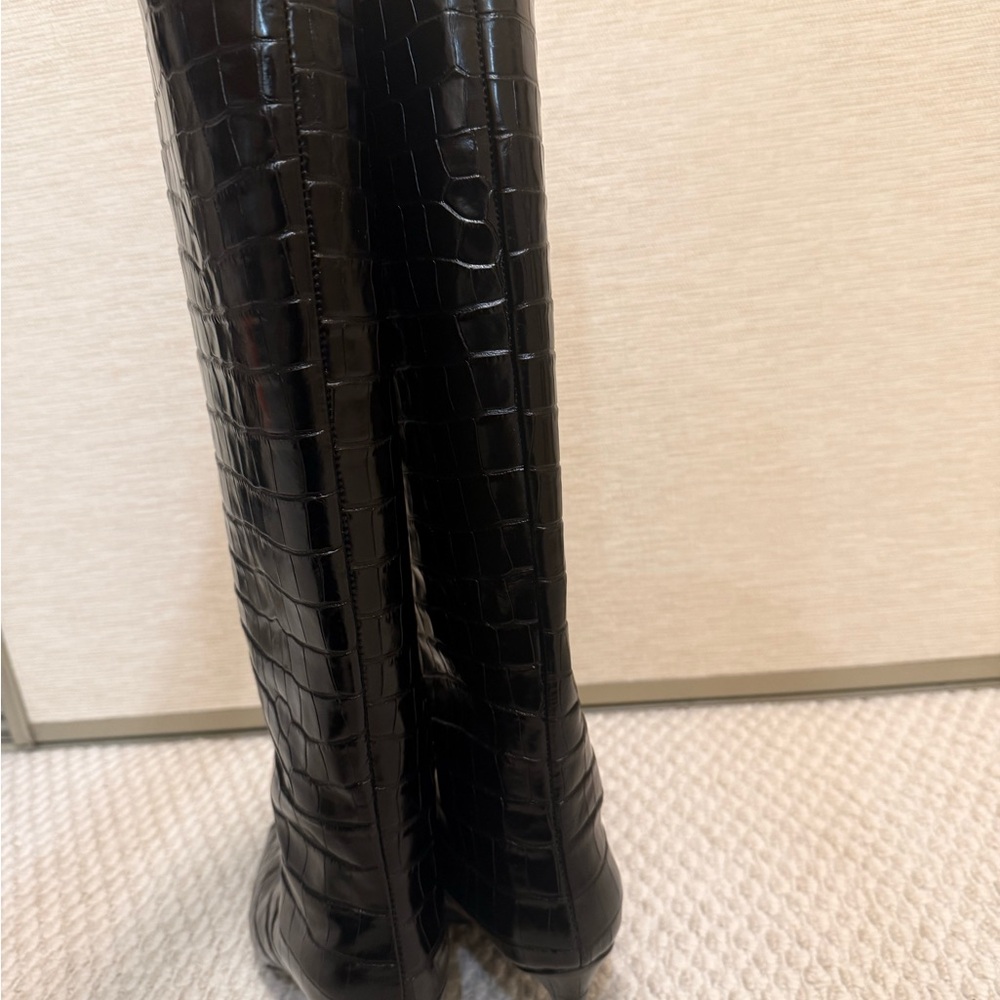 Toteme Black Croc-Embossed Knee Boots - Picture 5 of 7